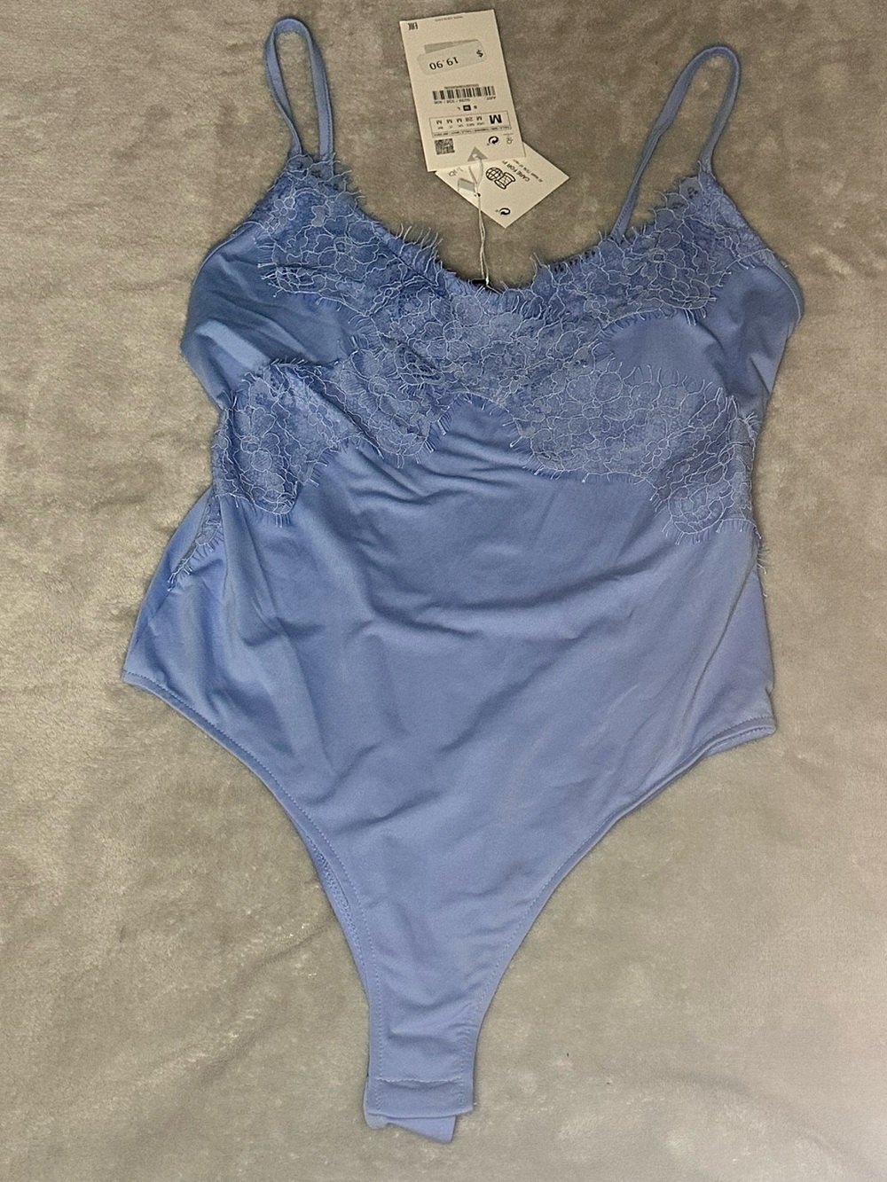 Zara Lace-Trim Bodysuit - Periwinkle